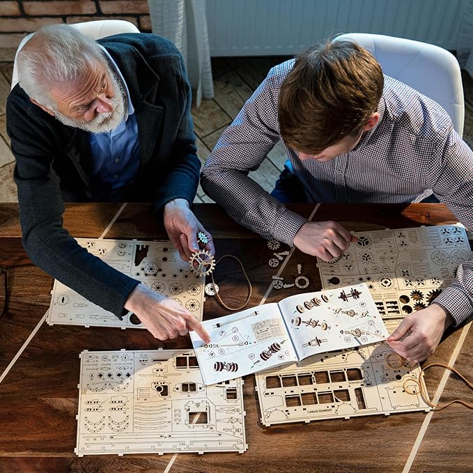 WOODEN.CITY Tractor 3D Puzzles for Adults – Mechanical Farm Tractor Model for Adults & Teens, 148-Piece DIY Kit with Moving Wheels, Made in EU