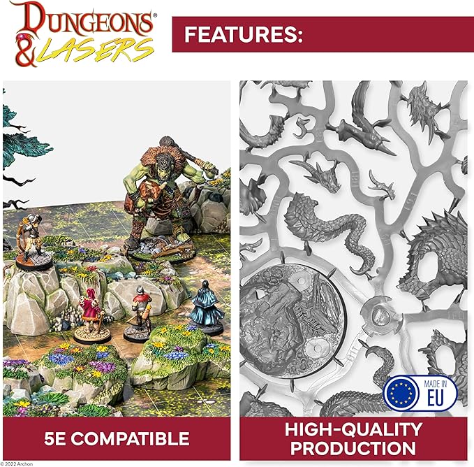 Dungeons & Lasers Animal Companions DND Miniatures Set - 24 Figurines with Scenic Bases - 5E Compatible for Tabletop RPG Games - 28MM Unpainted and Unassembled - for Ages 14 Years +