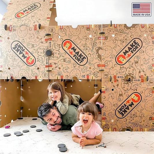 Make-A-Fort Building Kit - Create Giant Indoor Forts for Kids - Screen-Free Creative Play - Durable, Reusable - Made in USA
