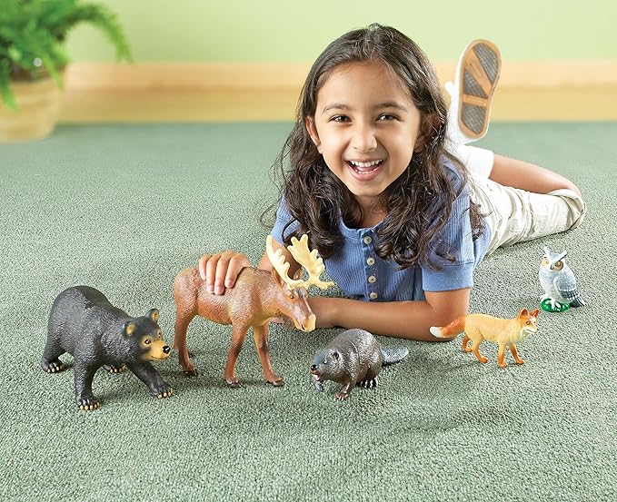 Learning Resources Jumbo Forest Animals - Fine Motor Skills for Children , School Figurines for Kids, Montessori Toddler, Imaginative Play , Party Favors, Social Skill Toys, Zoo Figures