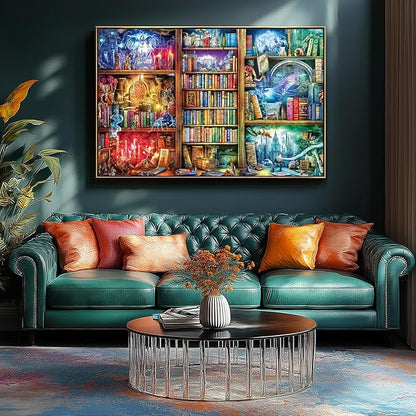 Fantasy Books Puzzles for Adults 1000 Pieces Magic Library Wonderland Puzzle for Adults Hard Colorful Jigsaw Puzzles 1000 Pieces Challenging Family Puzzle Size is (26.75 x 19.75)